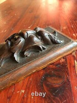 Antique Architectural 4 Panels Grotesque Hand Carved Wood in Relief 27cmx 11cm