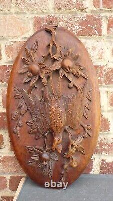 Antique Architectural CARVED wood panel bird and flowers art Wall Decor