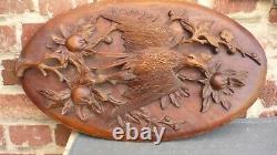 Antique Architectural CARVED wood panel bird and flowers art Wall Decor