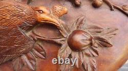 Antique Architectural CARVED wood panel bird and flowers art Wall Decor