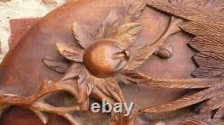 Antique Architectural CARVED wood panel bird and flowers art Wall Decor