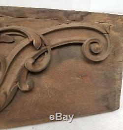 Antique Architectural Frament Carved Wood Panel Scroll Sample Decorative