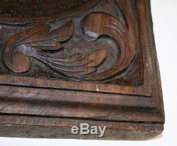 Antique Architectural Salvage Irish Earl Coronet Gothic Carved Wood Panel 17