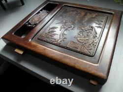 Antique Asian Carved Wood Panel Ornate Piece From Furniture Part Salvage Brown