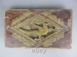 Antique Asian Wooden Panel With Bird Carving 11 MADE IN CHINA 19th