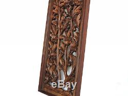 Antique Bali Tree Pattern Carved Wood Home Wall Panel Decor Art Statue FS gtahy