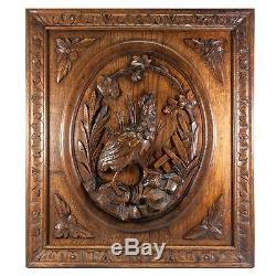 Antique Black Forest Carved Game Plaque, Wood Panel 25x22, Wall or Cabinetry