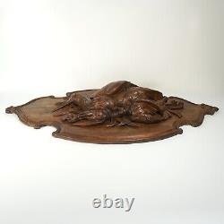 Antique Black Forest Carved Wood Wall Plaque 32 Large Hunting Trophy Game Birds