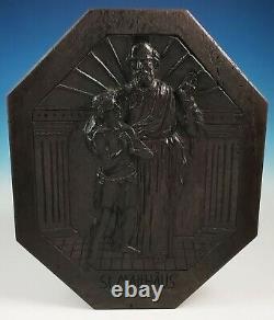 Antique Black Forest German Church Hand Carved Wood Panel St Matthew Relic Icon