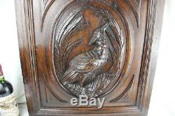 Antique Black Forest German wood carved partridge bird hunting door panel no2
