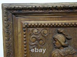 Antique CARVED WOOD FIGURAL DOOR PANEL SWORDSMAN