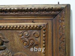 Antique CARVED WOOD FIGURAL DOOR PANEL SWORDSMAN