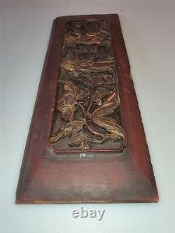 Antique CHINESE Exquisite Carved Gilt Wood Temple Panel