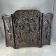 Antique Chinese Hand Carved Wood Three Panel Table Screen Asian