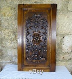 Antique Carved Architectural Walnut Door Panel Wood Renaissance Style Chimera