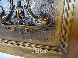 Antique Carved Architectural Walnut Door Panel Wood Renaissance Style Chimera