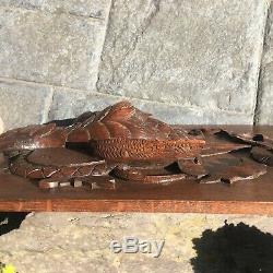 Antique Carved Oak Panel Plaque Roc Bird High Relief Foliate QTY Large & Unusual