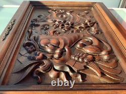 Antique Carved Oak Wood Architectural Door Panel Gothic Chimeras Griffin dragon