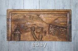 Antique Carved Oak Wood Relief Panel/Plaque Renaissance Black Forest Folk Art