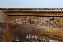 Antique Carved Oak Wood Relief Panel/Plaque Renaissance Black Forest Folk Art