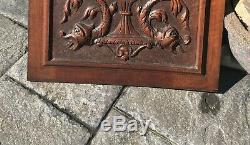Antique Carved Walnut Panel Plaque Chimera Griffon Urns Swags QTY Large