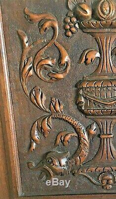 Antique Carved Walnut Panel Plaque Chimera Griffon Urns Swags QTY Large