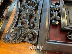 Antique Carved Wood Asian 3 P/C Wall Panel