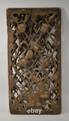 Antique Carved Wood Asian Style Panel Circa 1880's Floral Details
