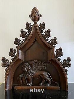 Antique Carved Wood Church Religious Panel May Peace Be with You