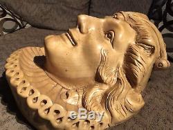 Antique Carved Wood Jester Head Face Carousel Panel Element