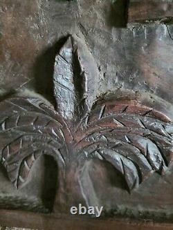 Antique Carved Wood Panel Palm Trees