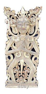 Antique Carved Wood Panel Sculpture of Acintya Supreme God Hindu Deity Museum