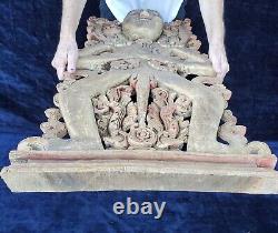 Antique Carved Wood Panel Sculpture of Acintya Supreme God Hindu Deity Museum