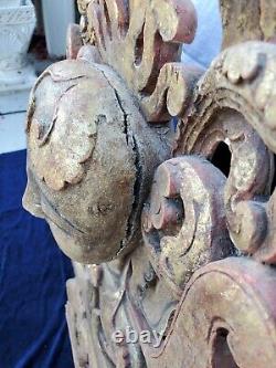 Antique Carved Wood Panel Sculpture of Acintya Supreme God Hindu Deity Museum