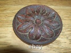 Antique Carved Wood Round Panel Medallion Rosette Furniture Trim Salvage