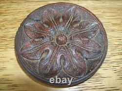 Antique Carved Wood Round Panel Medallion Rosette Furniture Trim Salvage