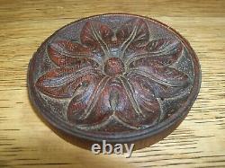 Antique Carved Wood Round Panel Medallion Rosette Furniture Trim Salvage