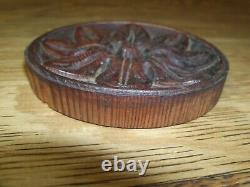 Antique Carved Wood Round Panel Medallion Rosette Furniture Trim Salvage