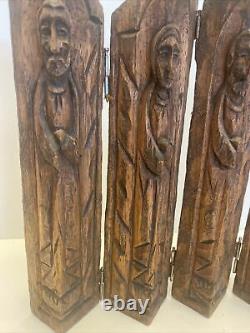 Antique Carved Wood Santos Panel Figure Religious Italian Spanish Santos