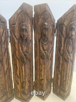 Antique Carved Wood Santos Panel Figure Religious Italian Spanish Santos