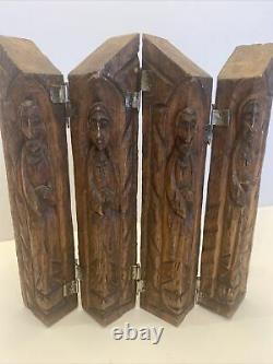 Antique Carved Wood Santos Panel Figure Religious Italian Spanish Santos