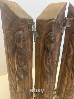 Antique Carved Wood Santos Panel Figure Religious Italian Spanish Santos