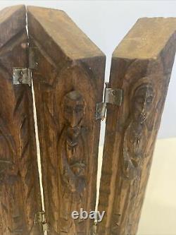 Antique Carved Wood Santos Panel Figure Religious Italian Spanish Santos