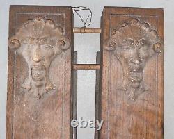 Antique Carved Wood Wall Art Plaque Panel Faces Rare Unusual 19.5 Collectors