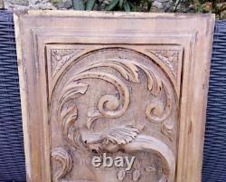 Antique Carved Wood archictural Panel/Door gothic dragon chimera griffin