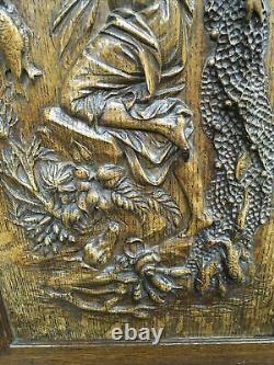 Antique Carved Wooden Art Nouveau Panel Amphitrite Sea Goddess Finely Detailed