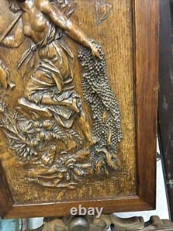 Antique Carved Wooden Art Nouveau Panel Amphitrite Sea Goddess Finely Detailed