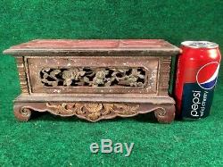 Antique Chinese Buddhist Offering Altar Shrine Carved Wood Panel High Detail #C