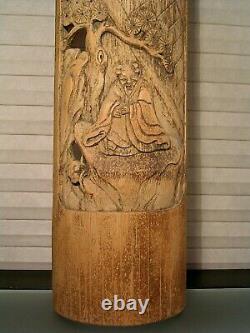 Antique Chinese Carved Bamboo Wall Panels Pair