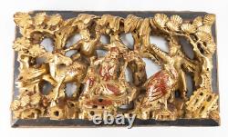 Antique Chinese Carved Gilded Wall Panel As Is Headless Heron